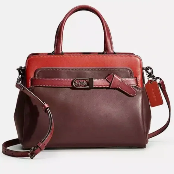 Coach Tate Carryall 29 Satchel Oxblood Multi Pewter - Picture 4 of 17
